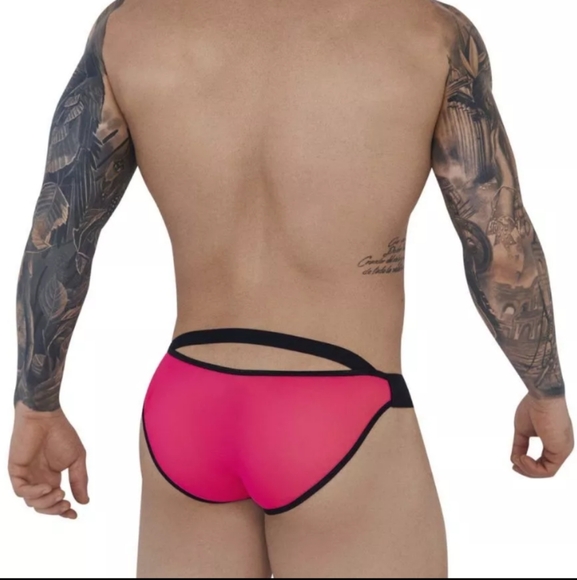 COPY - Hot Neon Pink Men's Mesh Tanga waist band Bikini briefs - Small - PiKant… - Picture 2 of 3